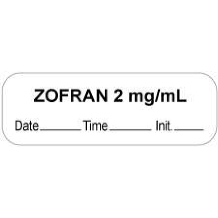 Anesthesia Label With Date, Time, And Initial Paper Permanent "Zofran 2 Mg/Ml" Core 1.5" X 0.5" White 1000 Per Roll