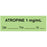 Anesthesia Tape With Date, Time, And Initial Removable "Atropine 1 Mg/Ml" 1" Core 0.5" X 500" Green 333 Imprints 500 Inches Per Roll