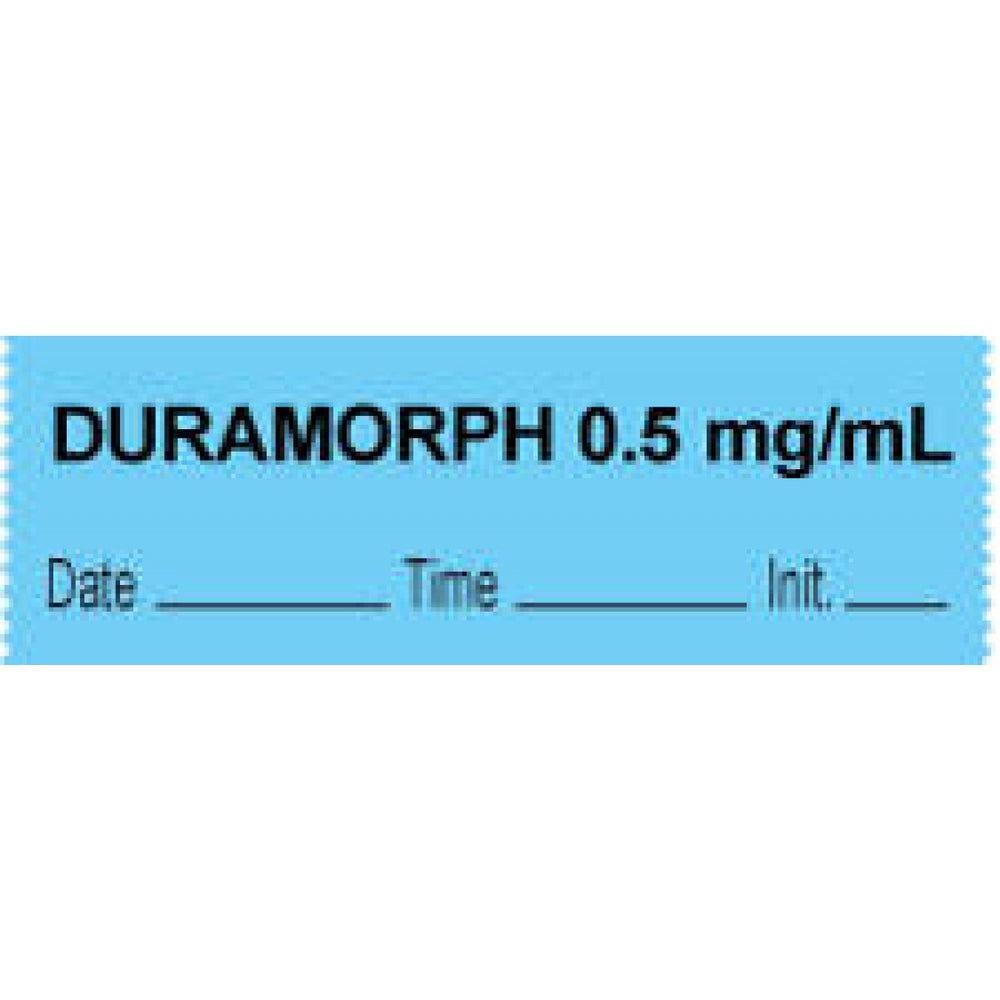 Anesthesia Tape With Date, Time, And Initial Removable "Duramorph 0.5 Mg/Ml" 1" Core 0.5" X 500" Blue 333 Imprints 500 Inches Per Roll