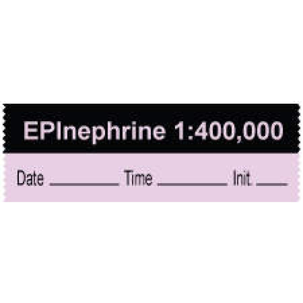 Anesthesia Tape With Date, Time, And Initial | Tall-Man Lettering Removable "Epinephrine 1:400,000" 1" Core 0.5" X 500" Violet And Black 333 Imprints 500 Inches Per Roll