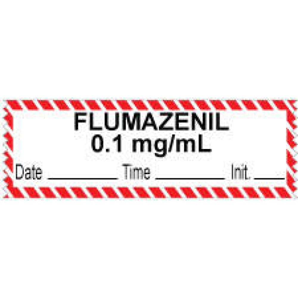 Anesthesia Tape With Date, Time, And Initial Removable "Flumazenil 0.1 Mg/Ml" 1" Core 1/2" X 500" Imprints White With Fl. Red 333 500 Inches Per Roll