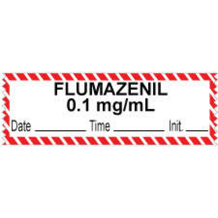 Anesthesia Tape With Date, Time, And Initial Removable "Flumazenil 0.1 Mg/Ml" 1" Core 1/2" X 500" Imprints White With Fl. Red 333 500 Inches Per Roll