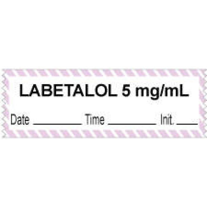 Anesthesia Tape With Date, Time, And Initial Removable "Labetalol 5 Mg/Ml" 1" Core 0.5" X 500" White With Violet 333 Imprints 500 Inches Per Roll