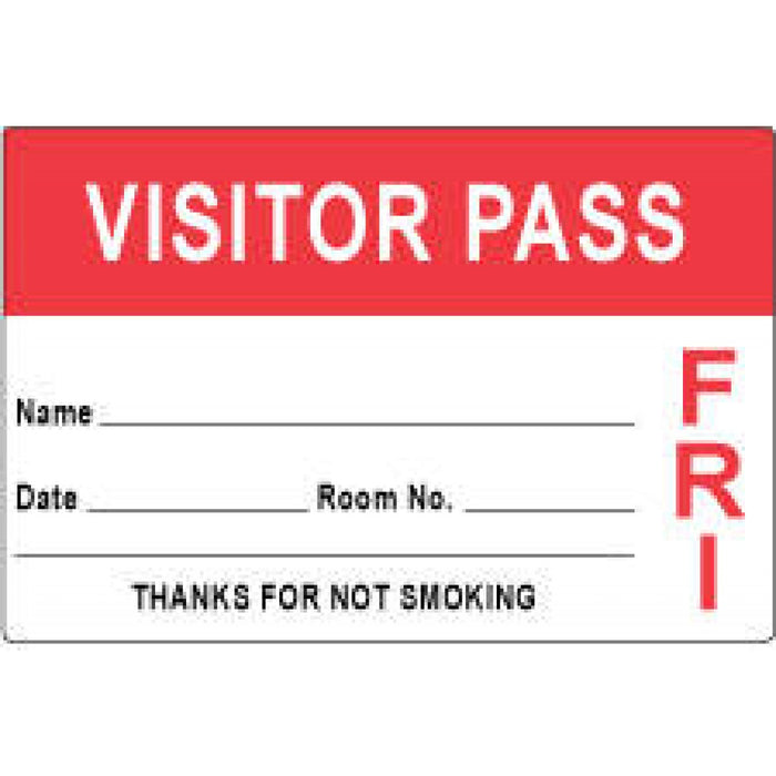 Visitor Pass Label Paper Removable Visitor Pass Name 3" X 2" Red 1000 Per Roll