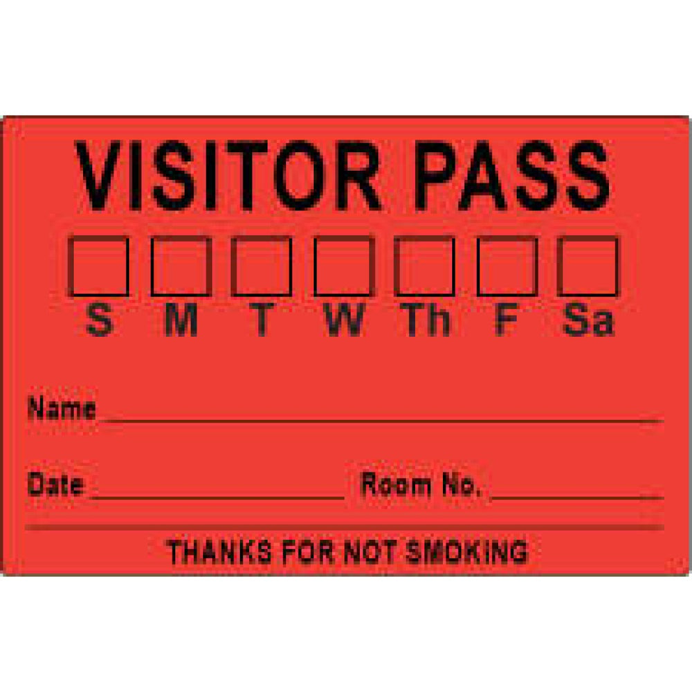 Visitor Pass Label Paper Removable Visitor Pass S M T 3" Core 3 X 2" Red 1000 Per Roll