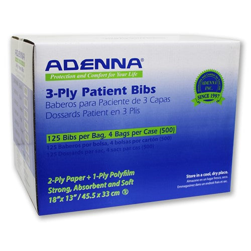 Adenna Patient Bibs / Lap Cloths - BIBS, DENTAL, BLACK, 18X13", 124EA / PK, 4PK / CS - BIB740BK