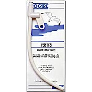 UROCARE Products Inc Quick Drain Valve with White Rubber Tubing Medium 18", Quick Controlled Drainage