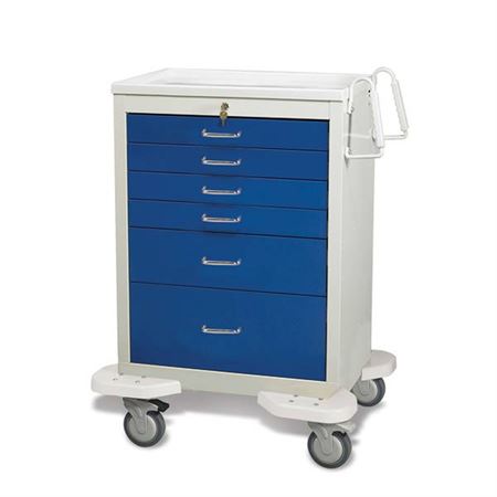 Dark Blue/Gray Classic Anesthesia Cart with Key Lock 6-Drawer (four 3", one 6", one 9") - 32"W x 25"D x 42.75"H