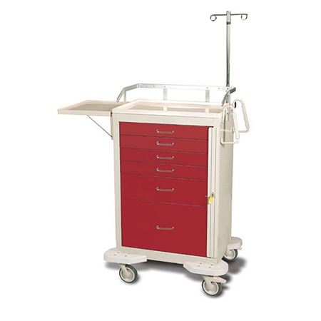 Red/Red Classic Emergency Cart 6-Drawer with Gate Lock (four 3", one 6", one 12") - 32"W x 25"D x 46.5"H