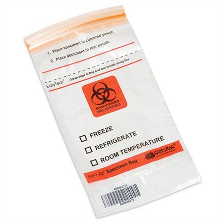 6" x 10" Saf-T-Zip Specimen Bags with Bar Code and EZ open PE Specimen Bag - 6"W x 10"H with Bar Code & EZ open