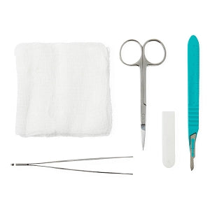 Centurion Centurion Debridement Kits - Debridement Tray with 7:8 Adson Forceps, Iris Scissors, Scalpel and Gauze - 60405