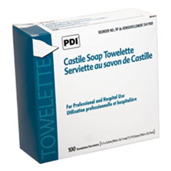 PDI Professional Disposables Towelette Castile Soap 2% Cnt Oil Bs Sol Indv2 Pkgng 100/Bx, 10 BX/CA (D41900)