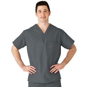 Medline AngelStat Unisex Reversible V-Neck Scrub Top with 2 Pockets - AngelStat Unisex Reversible V-Neck 2-Pocket Scrub Top with Medline Color-Coding, Size 4XL, Charcoal - 610NCC4XL-CM