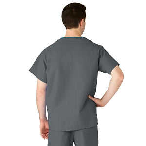 Medline AngelStat Unisex Reversible V-Neck Scrub Top with 2 Pockets - AngelStat Unisex Reversible V-Neck 2-Pocket Scrub Top with Medline Color-Coding, Size L, Charcoal - 610NCCL-CM