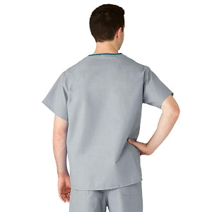 Medline AngelStat Unisex Reversible V-Neck Scrub Top with 2 Pockets - AngelStat Unisex Reversible V-Neck 2-Pocket Scrub Top with Medline Color-Coding, Size 4XL, Gray - 610NGT4XL-CM