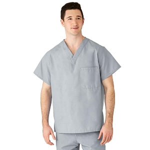 Medline AngelStat Unisex Reversible V-Neck Scrub Top with 2 Pockets - AngelStat Unisex Reversible V-Neck 2-Pocket Scrub Top with Medline Color-Coding, Size 4XL, Gray - 610NGT4XL-CM