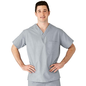 Medline AngelStat Unisex Reversible V-Neck Scrub Top with 2 Pockets - AngelStat Unisex Reversible V-Neck 2-Pocket Scrub Top with Angelica Color-Coding, Size M, Gray - 610NGTM-CA