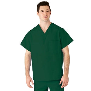 Medline AngelStat Unisex Reversible V-Neck Scrub Top with 2 Pockets - AngelStat Unisex Reversible V-Neck 2-Pocket Scrub Top with Angelica Color-Coding, Size 4XL, Hunter Green - 610NHG4XL-CA