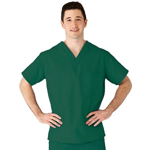 Medline AngelStat Unisex Reversible V-Neck Scrub Top with 2 Pockets - AngelStat Unisex Reversible V-Neck 2-Pocket Scrub Top with Angelica Color-Coding, Size 4XL, Emerald - 610NJT4XL-CA