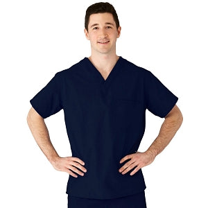 Medline AngelStat Unisex Reversible V-Neck Scrub Top with 2 Pockets - AngelStat Unisex Reversible V-Neck 2-Pocket Scrub Top with Fashion Seal Color-Coding, Size 2XL, Navy - 610NNTXXL-CF