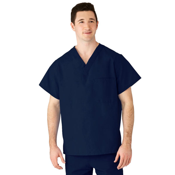  AngelStat Unisex Reversible V-Neck 2-Pocket Scrub Top with Angelica Color-Coding, Size 2XL Tall, Navy