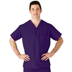 Medline AngelStat Unisex Reversible V-Neck Scrub Top with 2 Pockets - AngelStat Unisex Reversible V-Neck 2-Pocket Scrub Top with Angelica Color-Coding, Size 5XL, Regal Purple - 610NRP5XL-CA