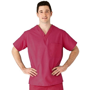 Medline AngelStat Unisex Reversible V-Neck Scrub Top with 2 Pockets - AngelStat Unisex Reversible V-Neck 2-Pocket Scrub Top with Angelica Color-Coding, Size 4XL, Raspberry - 610NTR4XL-CA