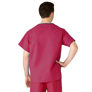 Medline AngelStat Unisex Reversible V-Neck Scrub Top with 2 Pockets - AngelStat Unisex Reversible V-Neck 2-Pocket Scrub Top with Angelica Color-Coding, Size 4XL, Raspberry - 610NTR4XL-CA