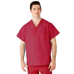 Medline AngelStat Unisex Reversible V-Neck Scrub Top with 2 Pockets - AngelStat Unisex Reversible V-Neck 2-Pocket Scrub Top with Angelica Color-Coding, Size 4XL, Raspberry - 610NTR4XL-CA