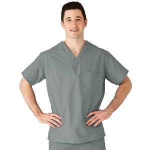 Medline AngelStat Unisex Reversible V-Neck Scrub Top with 2 Pockets - AngelStat Unisex Reversible V-Neck 2-Pocket Scrub Top with Angelica Color-Coding, Size 6XL, Misty - 610NTZ6XL-CA