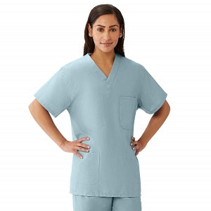 Medline AngelStat Unisex Reversible V-Neck Scrub Top with 2 Pockets - AngelStat Unisex Reversible V-Neck 2-Pocket Scrub Top with Medline Color-Coding, Size 7XL, Misty - 610NTZ7XL-CM