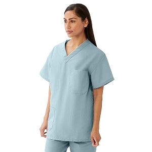 Medline AngelStat Unisex Reversible V-Neck Scrub Top with 2 Pockets - AngelStat Unisex Reversible V-Neck 2-Pocket Scrub Top with Medline Color-Coding, Size 7XL, Misty - 610NTZ7XL-CM