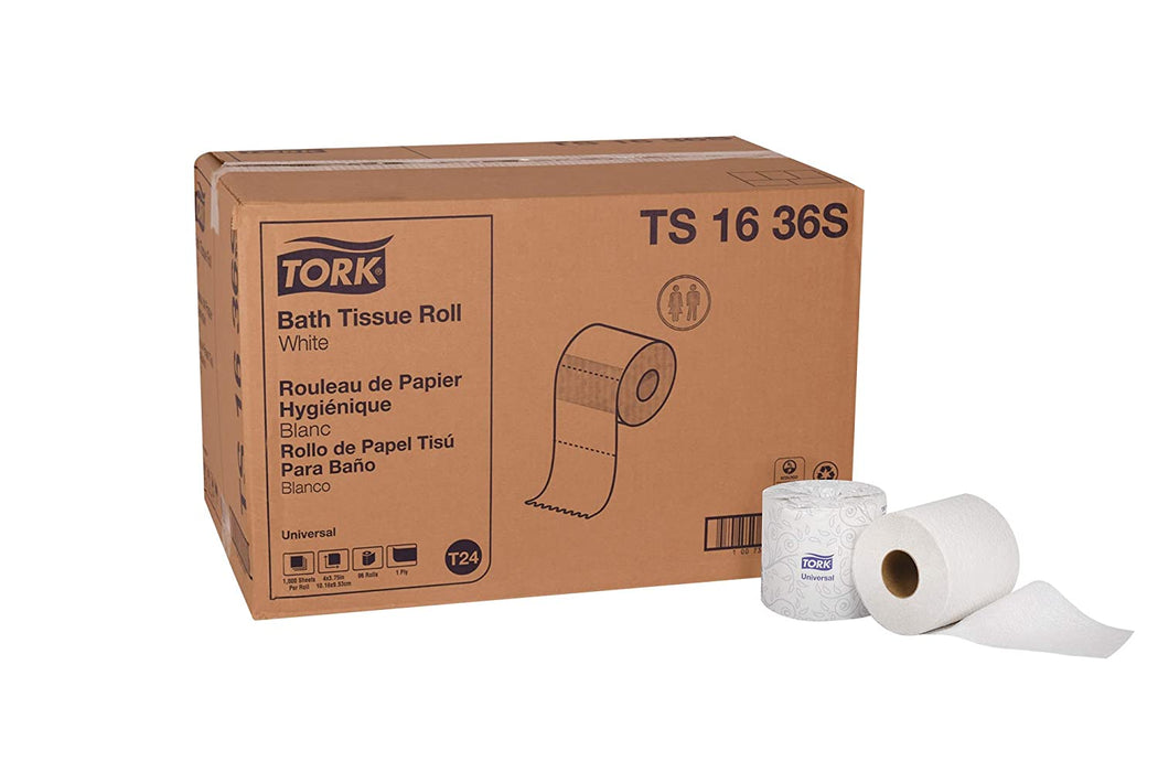 Essity Professional Hygiene Tork Universal 1-Ply Bath Tissue Rolls - TISSUE, BATHROOM, 1-PLY, 1000 SHEET / ROLL - TS1636S