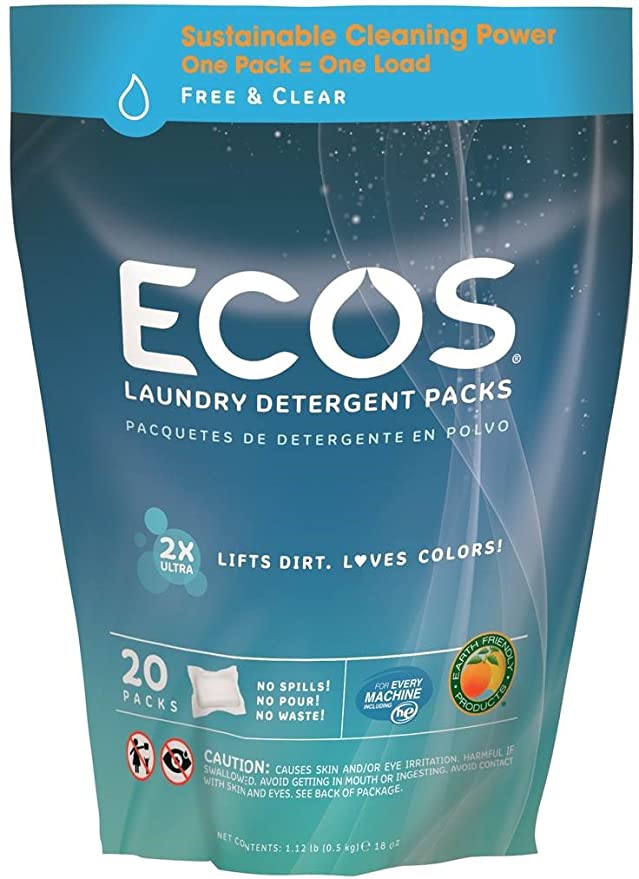 Earth Friendly Prod Powder Laudry Detergent - DETERGENT, LAUDRY, POWDER, PODS, ECO, 20PK / BG - 9471/6