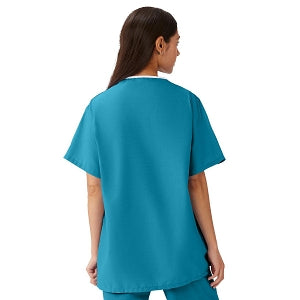 Medline AngelStat Unisex Reversible V-Neck Scrub Top with 4 Pockets - AngelStat Unisex Reversible V-Neck 4-Pocket Scrub Top with Medline Color-Coding, Size 4XL, Peacock - 630NBT4XL-CM