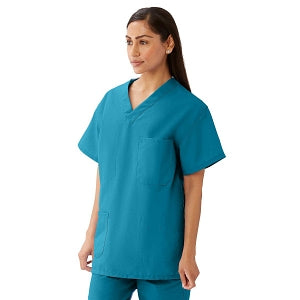 Medline AngelStat Unisex Reversible V-Neck Scrub Top with 4 Pockets - AngelStat Unisex Reversible V-Neck 4-Pocket Scrub Top with Medline Color-Coding, Size 4XL, Peacock - 630NBT4XL-CM