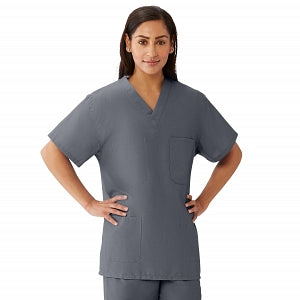 Medline AngelStat Unisex Reversible V-Neck Scrub Top with 4 Pockets - AngelStat Unisex Reversible V-Neck 4-Pocket Scrub Top with Medline Color-Coding, Size 4XL, Charcoal - 630NCC4XL-CM