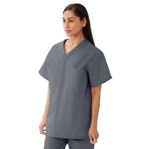 Medline AngelStat Unisex Reversible V-Neck Scrub Top with 4 Pockets - AngelStat Unisex Reversible V-Neck 4-Pocket Scrub Top with Medline Color-Coding, Size 4XL, Charcoal - 630NCC4XL-CM