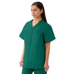 Medline AngelStat Unisex Reversible V-Neck Scrub Top with 4 Pockets - AngelStat Unisex Reversible V-Neck 4-Pocket Scrub Top with Angelica Color-Coding, Size 5XL, Hunter Green - 630NHG5XL-CA