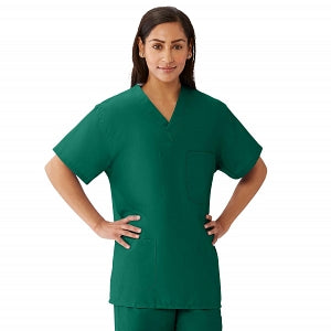 Medline AngelStat Unisex Reversible V-Neck Scrub Top with 4 Pockets - AngelStat Unisex Reversible V-Neck 4-Pocket Scrub Top with Angelica Color-Coding, Size 4XL, Emerald - 630NJT4XL-CA