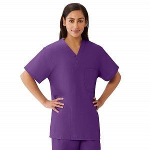 Medline AngelStat Unisex Reversible V-Neck Scrub Top with 4 Pockets - AngelStat Unisex Reversible V-Neck 4-Pocket Scrub Top with Angelica Color-Coding, Size 4XL, Regal Purple - 630NRP4XL-CA