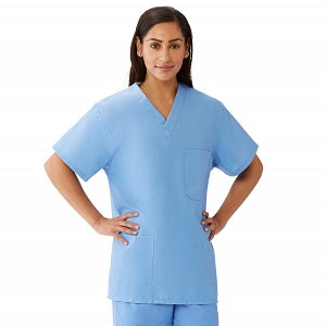 Medline AngelStat Unisex Reversible V-Neck Scrub Top with 4 Pockets - AngelStat Unisex Reversible V-Neck 4-Pocket Scrub Top with Medline Color-Coding, Size 4XL, Ceil Blue - 630NTH4XL-CM