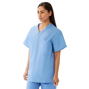 Medline AngelStat Unisex Reversible V-Neck Scrub Top with 4 Pockets - AngelStat Unisex Reversible V-Neck 4-Pocket Scrub Top with Medline Color-Coding, Size 4XL, Ceil Blue - 630NTH4XL-CM