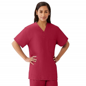 Medline AngelStat Unisex Reversible V-Neck Scrub Top with 4 Pockets - AngelStat Unisex Reversible V-Neck 4-Pocket Scrub Top with Angelica Color-Coding, Size 4XL, Raspberry - 630NTR4XL-CA