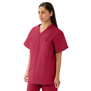 Medline AngelStat Unisex Reversible V-Neck Scrub Top with 4 Pockets - AngelStat Unisex Reversible V-Neck 4-Pocket Scrub Top with Angelica Color-Coding, Size 4XL, Raspberry - 630NTR4XL-CA