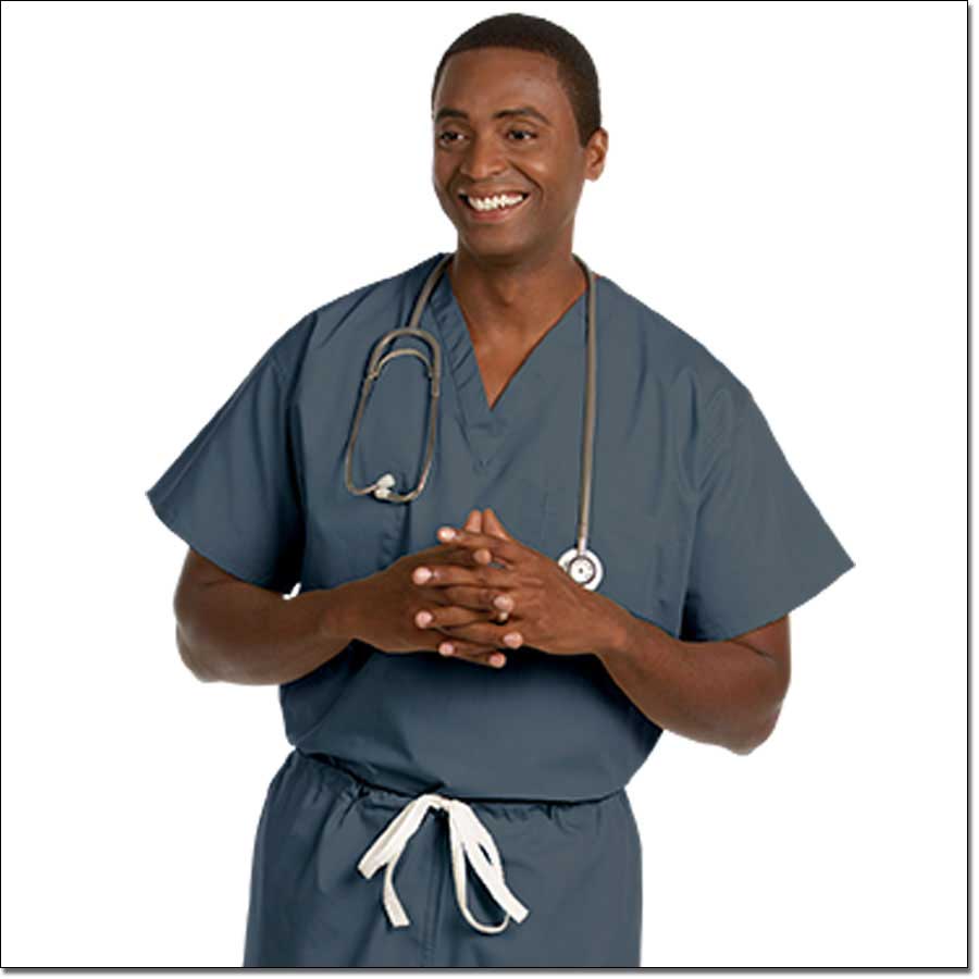 Fashion Seal Healthcare Unisex Fashion Poplin Set-In Sleeve Scrub Shirt- Pewter