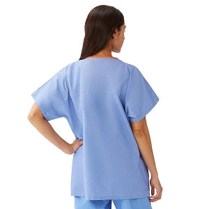 Medline Unisex 100% Cotton Reversible V-Neck Scrub Top with 2 Pockets - Unisex 100% Cotton Reversible V-Neck 2-Pocket Scrub Top, Size 3XL, Ceil Blue - 648MHSXXXL