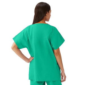 Medline Unisex 100% Cotton Reversible V-Neck Scrub Top with 2 Pockets - Unisex 100% Cotton Reversible V-Neck 2-Pocket Scrub Top, Size XS, Jade - 648MJSXS