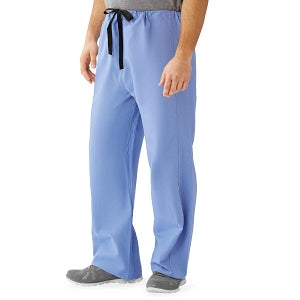 Medline Unisex 100% Cotton Reversible Drawstring Scrub Pants - 100% Cotton Reversible Scrub Pants, Ciel, Unisex Size L - 649MHSL