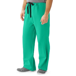 Medline Unisex 100% Cotton Reversible Drawstring Scrub Pants - 100% Cotton Reversible Scrub Pants, Jade, Unisex Size L - 649MJSL